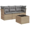 Image de vidaXL Ensemble de salon de jardin 4 pièces avec coussins Beige Poly Rattan