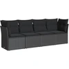 Image de vidaXL Ensemble de salon de jardin 4 pièces avec coussins noir poly rotin