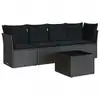 Image de vidaXL Ensemble de salon de jardin 5 pièces avec coussins noir poly rotin