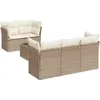 Image de vidaXL Ensemble de salon de jardin 6 pièces avec coussins Beige Poly Rattan