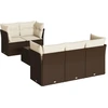 Image de vidaXL Ensemble de salon de jardin 6 pièces avec coussins Marron Poly Rattan