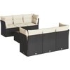 Image de vidaXL Ensemble de salon de jardin 7 pièces avec coussins noir poly rotin