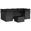Image de vidaXL Ensemble de salon de jardin 7 pièces avec coussins noir poly rotin