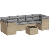 Image de vidaXL Ensemble de jardin canapé 8 pièces avec coussins Beige Poly Rattan