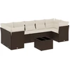 Image de vidaXL Ensemble de jardin canapé 8 pièces avec coussins Marron Poly rotin