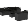 Image de vidaXL Ensemble de jardin canapé 8 pièces avec coussins noir poly rotin