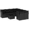 Image de vidaXL Ensemble de salon de jardin 9 pièces avec coussins noir poly rotin