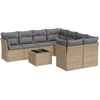 Image de vidaXL Ensemble de salon de jardin 9 pièces avec coussins beige Poly rotin