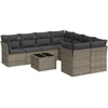 Image de vidaXL Ensemble de salon de jardin 9 pi ¨ces avec coussins Gris Poly rotin