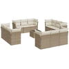 Image de vidaXL Ensemble de 13 canapés de jardin avec coussins Beige Poly Rattan