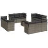 Image de vidaXL Ensemble de 13 canapés de jardin avec coussins Gris Poly Rattan