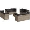 Image de vidaXL Ensemble de 13 canapés de jardin avec coussins gris clair Poly rotin