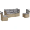 Image de vidaXL Ensemble de salon de jardin 5 pièces avec coussins Beige Poly Rattan