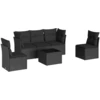 Image de vidaXL Ensemble de salon de jardin 6 pièces avec coussins noir poly rotin