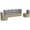 Image de vidaXL Ensemble de salon de jardin 6 pièces avec coussins Beige Poly Rattan