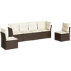 Image de vidaXL Ensemble de salon de jardin 6 pièces avec coussins Marron Poly Rattan