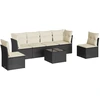 Image de vidaXL Ensemble de salon de jardin 7 pièces avec coussins noir poly rotin
