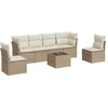 Image de vidaXL Ensemble de salon de jardin 7 pièces avec coussins Beige Poly Rattan