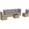 Image de vidaXL Ensemble de salon de jardin 7 pièces avec coussins Beige Poly Rattan