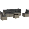 Image de vidaXL Ensemble de salon de jardin 7 pièces avec coussins Gris Poly rotin