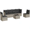 Image de vidaXL Ensemble de salon de jardin 7 pièces avec coussins gris clair Poly rotin