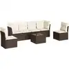 Image de vidaXL Ensemble de salon de jardin 7 pièces avec coussins Marron Poly rotin