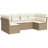 Image de vidaXL Ensemble de salon de jardin 6 pièces avec coussins Beige Poly Rattan