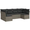 Image de vidaXL Ensemble de salon de jardin 6 pièces avec coussins Gris Poly rotin