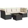 Image de vidaXL Ensemble de salon de jardin 7 pièces avec coussins noir poly rotin