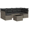 Image de vidaXL Ensemble de salon de jardin 7 pièces avec coussins Gris Poly rotin