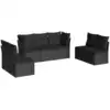 Image de vidaXL Ensemble de salon de jardin 7 pièces avec coussins noir poly rotin