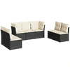 Image de vidaXL Ensemble de salon de jardin 7 pièces avec coussins noir poly rotin