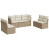 Image de vidaXL Ensemble de salon de jardin 7 pièces avec coussins Beige Poly Rattan