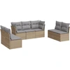 Image de vidaXL Ensemble de salon de jardin 7 pièces avec coussins Beige Poly Rattan