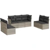 Image de vidaXL Ensemble de salon de jardin 7 pièces avec coussins gris clair Poly rotin