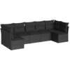 Image de vidaXL Ensemble de salon de jardin 7 pièces avec coussins noir poly rotin