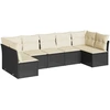 Image de vidaXL Ensemble de salon de jardin 7 pièces avec coussins noir poly rotin