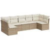 Image de vidaXL Ensemble de salon de jardin 7 pièces avec coussins Beige Poly Rattan