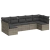 Image de vidaXL Ensemble de salon de jardin 7 pièces avec coussins Gris Poly rotin