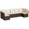 Image de vidaXL Ensemble de salon de jardin 7 pièces avec coussins Marron Poly rotin