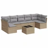 Image de vidaXL Ensemble de jardin canapé 8 pièces avec coussins Beige Poly Rattan