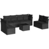 Image de vidaXL Ensemble de salon de jardin 9 pièces avec coussins noir poly rotin