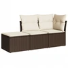 Image de vidaXL Ensemble de salon de jardin 3 pièces avec coussins Marron Poly rotin