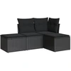 Image de vidaXL Ensemble de salon de jardin 4 pièces avec coussins noir poly rotin