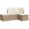 Image de vidaXL Ensemble de salon de jardin 4 pièces avec coussins Beige Poly Rattan
