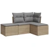 Image de vidaXL Ensemble de salon de jardin 4 pièces avec coussins Beige Poly Rattan
