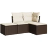 Image de vidaXL Ensemble de salon de jardin 4 pièces avec coussins Marron Poly Rattan