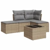 Image de vidaXL Ensemble de salon de jardin 5 pièces avec coussins Beige Poly Rattan