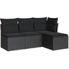 Image de vidaXL Ensemble de salon de jardin 4 pièces avec coussins noir poly rotin