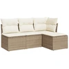 Image de vidaXL Ensemble de salon de jardin 4 pièces avec coussins Beige Poly Rattan